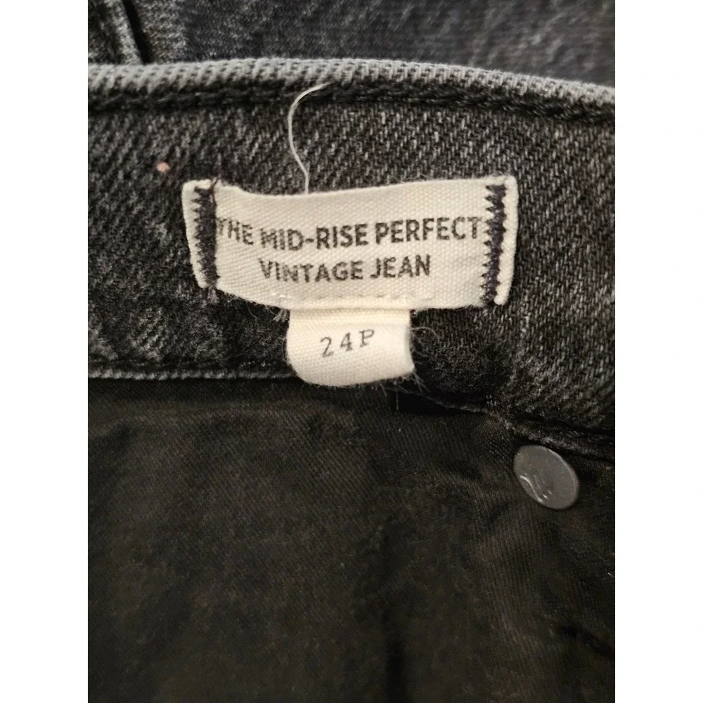 Madewell The Mid-Rise Perfect Vintage Jean Faded Black Straight Leg 24P Petite‎